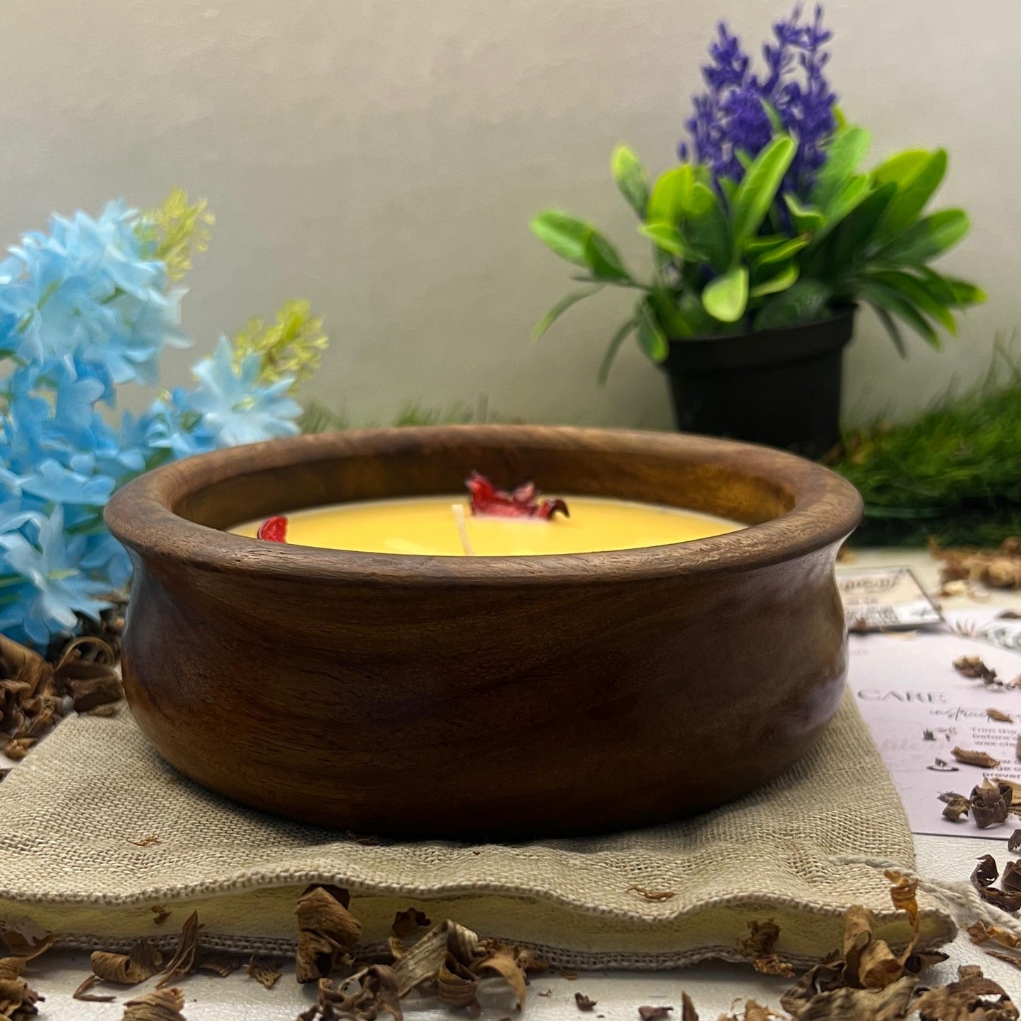 Handcrafted Luxury Soy Wax Scented Candle in Wooden Jar - Crafiteria