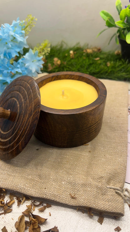 Premium Soy Wax Scented Candle in Handcrafted Wooden Container - Crafiteria