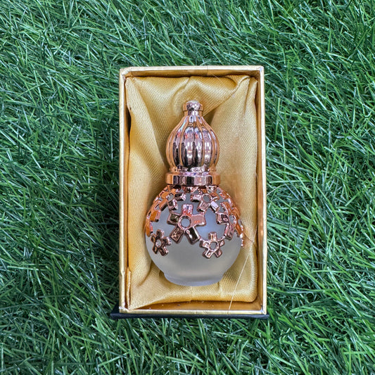 Roll-on Attar Perfume in Vintage Matte Bottle with Rose Gold Work