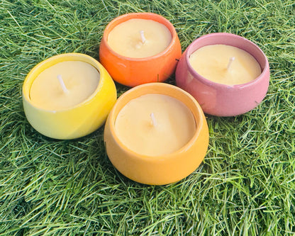 Soy Wax Scented Candle in Ceramic Pot Multicolor Pack of 4