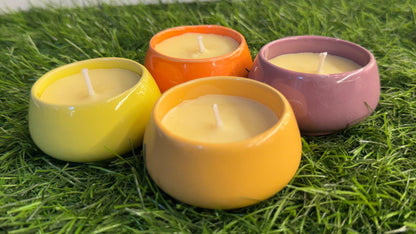 Soy Wax Scented Candle in Ceramic Pot Multicolor Pack of 4