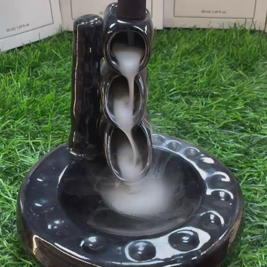 3 Pipe Design Aromatic Backflow Incense Fountain in Black